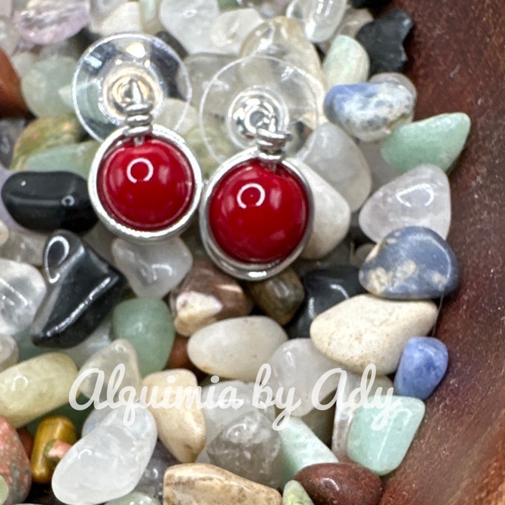Vibrant Red and Silver Earrings